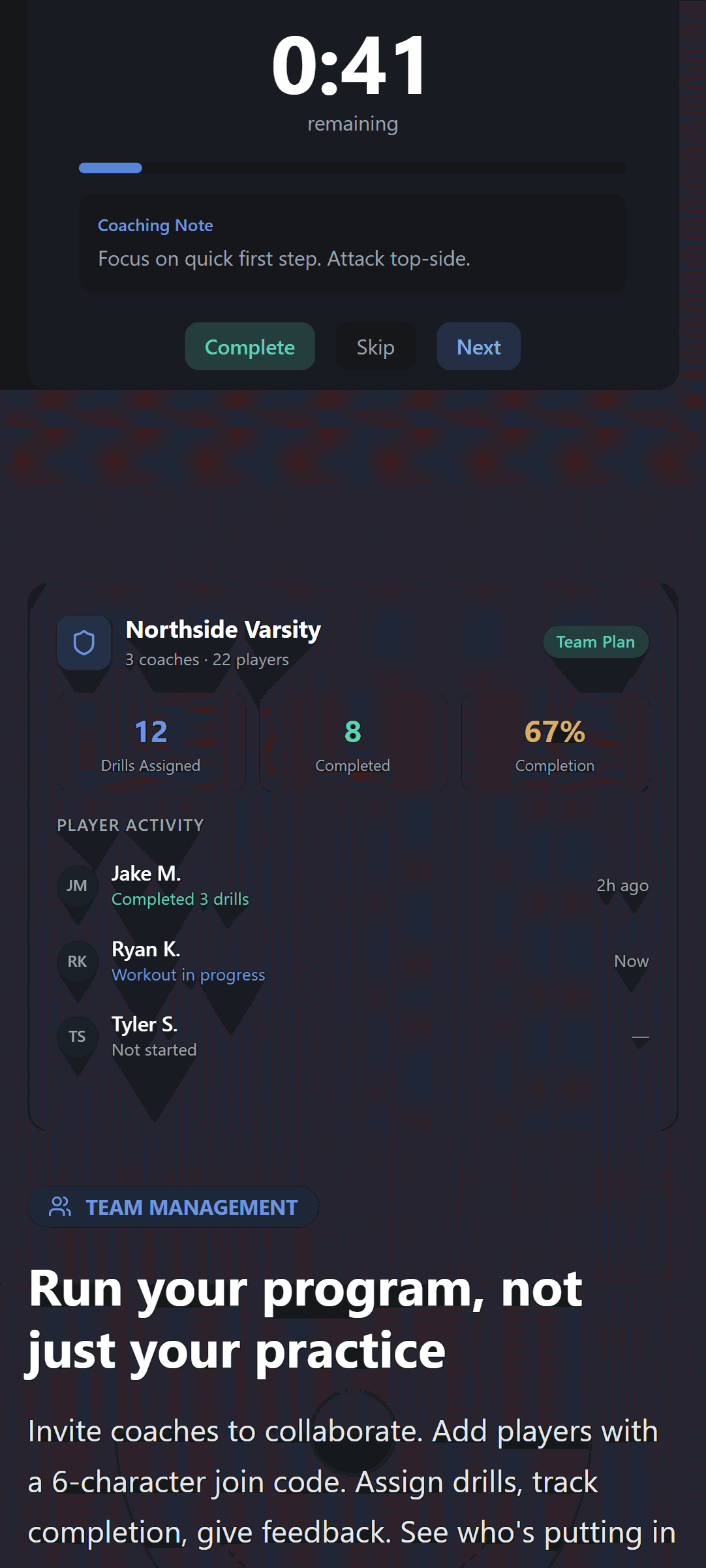 Live practice mode with countdown timer showing 0:41 remaining